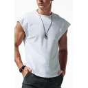 Street Look Men's Tank Solid Color Sleeveless Crew Neck Regular Fitted Tank Top