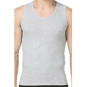 Men Simple Vest Top Whole Colored V-neck Sleeveless Slim Fit Tank Top