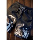 Men's Trendy Shorts Dog Printed Elasticated Waist with Drawstring Pocket Detail Regular Fitted Shorts