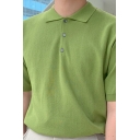 Stylish Knitwear Solid Color Buttons Designed Short Sleeve Polo Collar Regular Knitwear for Boys