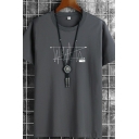 Street Style Boy's Tee Shirt Line Pattern Short-sleeved Crew Collar Regular Fit T-shirt