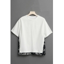 Leisure T-Shirt Flower Pattern Round Neck Short Sleeves Loose Fitted T-Shirt