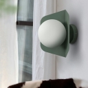 Ball Bedside Wall Light Sconce White Glass 1 Bulb Contemporary Wall Mount Lamp  for Bedroom