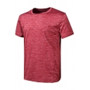 Casual Tee Top Space Dye Printed Round Collar Short-sleeved Regular Fit T-shirt for Men