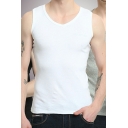 Casual Mens Tank Pure Color V-Neck Regular Fitted Tank