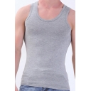 Leisure Guys Vest Top Pure Color Round Neck Slim Fitted Tank Top