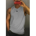 Street Look Vest Pure Color Sleeveless Crew Neck Loose Fit Tank Top for Men