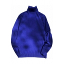 Popular Mens Sweater Solid Color High Neck Long Sleeved Pullover Regular Sweater