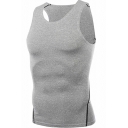 Men's Athletic Tank Top Whole Colored Scoop Collar Sleeveless Slim Fitted Soft Vest Top