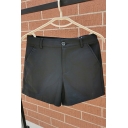 Modern Shorts Solid Zip-up Front Pocket Mid Rise Fitted Shorts