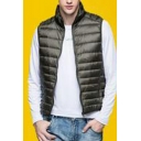 Stylish Mens Zip-up Vest Pure Color Stand Collar Sleeveless Regular Fit Vest