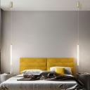 Minimalism Style LED Hanging Light Tube Aluminum Suspension Lamp for Kitchen Bar in Gold