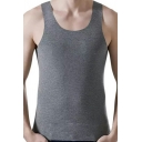 Athletic Men's Tank Pure Color Scoop Neck Sleeveless Slimming Tank