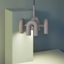 U-Shaped Pipe Artistic Living Room Suspension Lighting Metal Downwards LED Chandelier in Warm Light