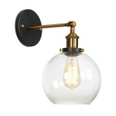Bedroom Glass Shade Wall Light Smoke Bulb Single Light Antique Style Sconce Light in Clear