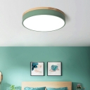 Nordic Circle Flush Ceiling Light Metal Bedroom Arcylic Shade 3 Inchs Height LED Flushmount Lighting in White Light