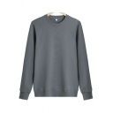 Classic Men's Sweatshirt Whole Colored Crew Neck Loose Fit Long-sleeved Pullover Sweatshirt