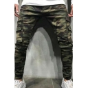 Freestyle Jeans Camouflage Pattern Flap Pocket Mid Rise Skinny Zip-up Jeans for Boys