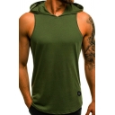 Sporty Solid Tank Sleeveless Slimming Hooded Comfortable Tank Top for Men