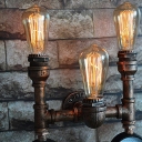 Wrought Iron Wall Sconces 3 Lights Trident Pipe Sconce Light for Corridor Balcony for Rust