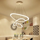 Modern Acrylic Multilayer Chandelier Ring Round Hanging Lamp Bedroom Pendant Lighting