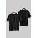 Chic Tee Top Solid Round Neck Short Sleeves Relaxed T-Shirt for Men