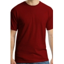 Retro Solid Tee Top Round Neck Short-sleeved Relaxed Fit Tee Shirt for Men