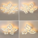 Modern Multi Light LED Semi Flush Mount Ceiling Light Leaf Shaped Acrylic Indoor Lighting