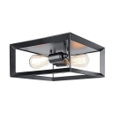 Industrial Square Frame Ceiling Mount Light Fixture 2 Heads Bedroom Black Metallic Close To Ceiling Lighting