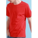 Men Leisure T-Shirt Plain Round Neck Short Sleeve Loose Fitted T-Shirt