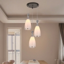 White Glass Shade Pendant Modern Living Room Bottle Shape 3-Head Hanging Lamp