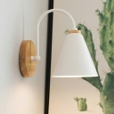 Nordic Iron Shade Wall Sconce Flared Shaped Macaron Colour 1-Head 9 Inchs Height Wall Lantern with Arc Arm