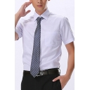 Basic Shirt Plain Chest Pocket Point Collar Short-Sleeved Slim Fit Button Shirt for Men