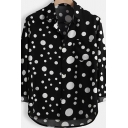 Chic Shirt Polka Dot Pattern Long-Sleeved Point Collar Slim Fit Button Closure Shirt Top for Men