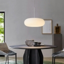 Drum Shade Modern Living Room Pendant White Plastic Hanging Lamp in 3 Colors Light