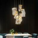 Golden Irregular Pendant Lamp Modernism Acrylic Multiple Hanging Light for Stairway