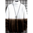 Guys Fancy Knitwear Ombre Pattern Long Sleeve Turtleneck Regular Fitted Knitted Pullover Sweater