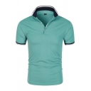 Sporty Men's Polo Shirt Pure Color Button Lapel Collar Short-Sleeved Slim Fit Polo Shirt