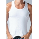 Leisure Mens Tank Top Solid Color Scoop Neck Regular Fit Sleeveless Tank Top