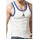 Comfy Mens Tank Contrast Trim Scoop Neck Sleeveless Slim Fitted Tank