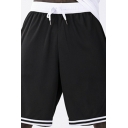 Men Novelty Shorts Stripe Patterned Elasticated Waist Pocket Decoration Baggy Shorts