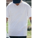 Comfy Guys T-Shirt Pure Color Round Neck Short Sleeve Baggy T-Shirt
