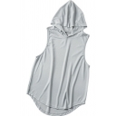 Hot Tank Pure Color Round Hem Regular Fit Hooded Tank for Guys