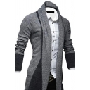 Elegant Cardigan Color Block Knitted Long Sleeved Shawl Collar Open Front Relaxed Fit Cardigan for Men