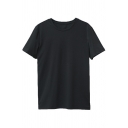 Basic Mens T-Shirt Pure Color Short-Sleeved Round Neck Loose Fit T-Shirt