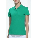 Basic Polo Shirt Pure Color Button Detailed Short Sleeved Lapel Collar Slim Fitted Polo Shirt for Men
