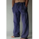 Popular Pants Figure Patterned Drawcord Waist Pocket Embellish Full Length Loose Pants for Men