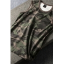 Stylish Men's Tank Top Camo Patterned Crew Neck Regular Fitted Sleeveless Tank Top