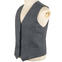 Unique Suit Vest Pure Color Front Pocket Detailed Single-Breasted V-Neck Slimming Suit Vest for Boys