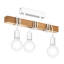 Wooden Linear Semi Flush Chandelier 21.5 Inchs Wide Cartoon 3 Bulbs Ceiling Light